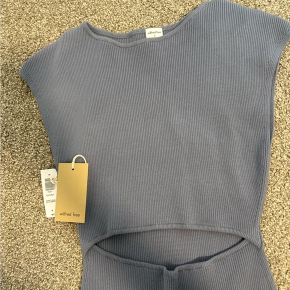 NWT Wilfred Free Cut-out Mini Knit Dress in Granite Blue Size Medium - Picture 5 of 10
